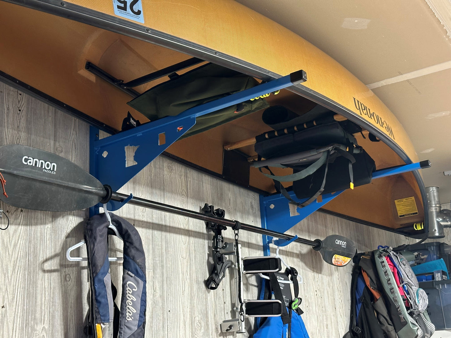 Canoe, Kayak, SUP (Stand Up Paddle Board) Wall Mount Storage Brackets (1 Pair)