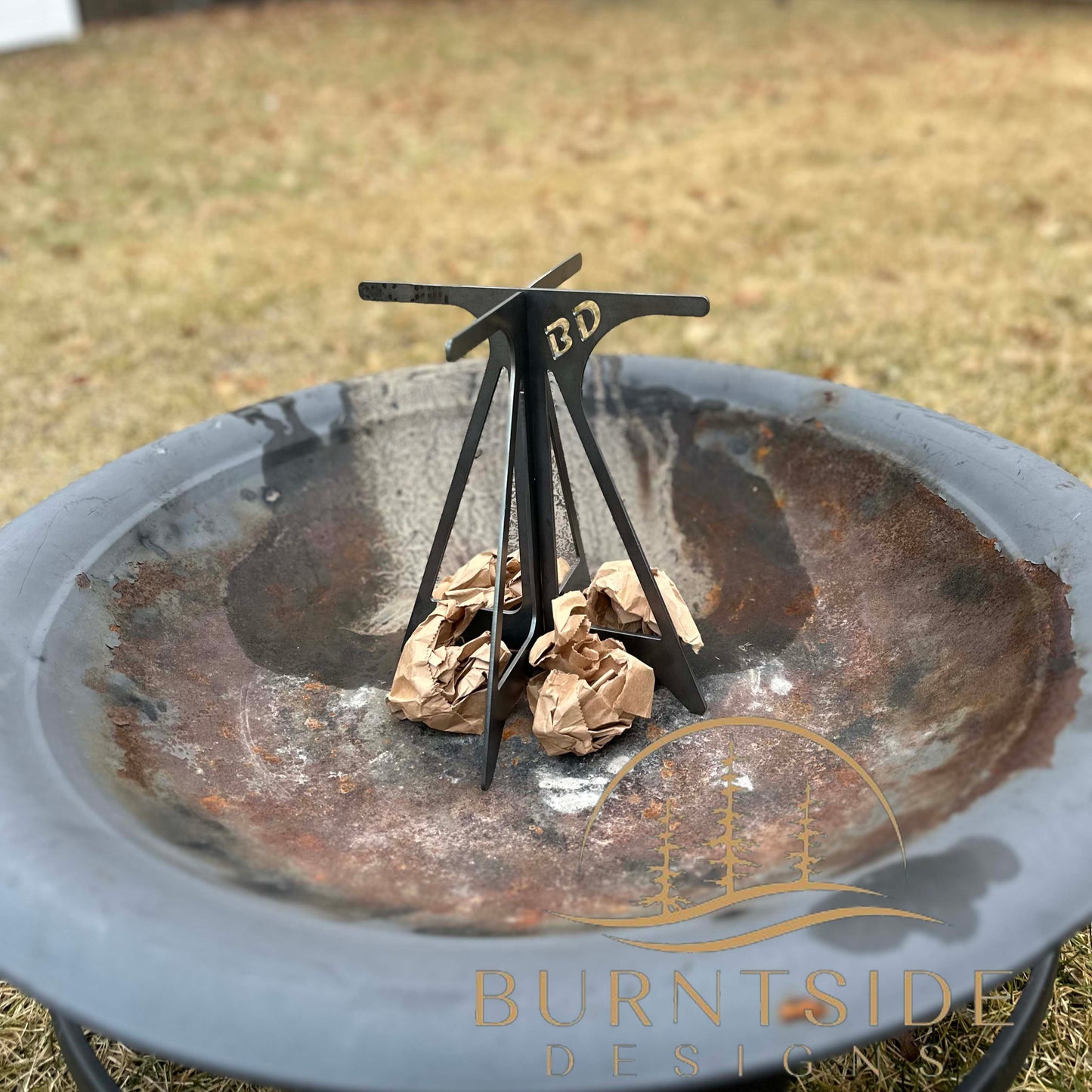 Pyramid Fire Grate - Vertical Standing Fire Pit Grate for Bonfires