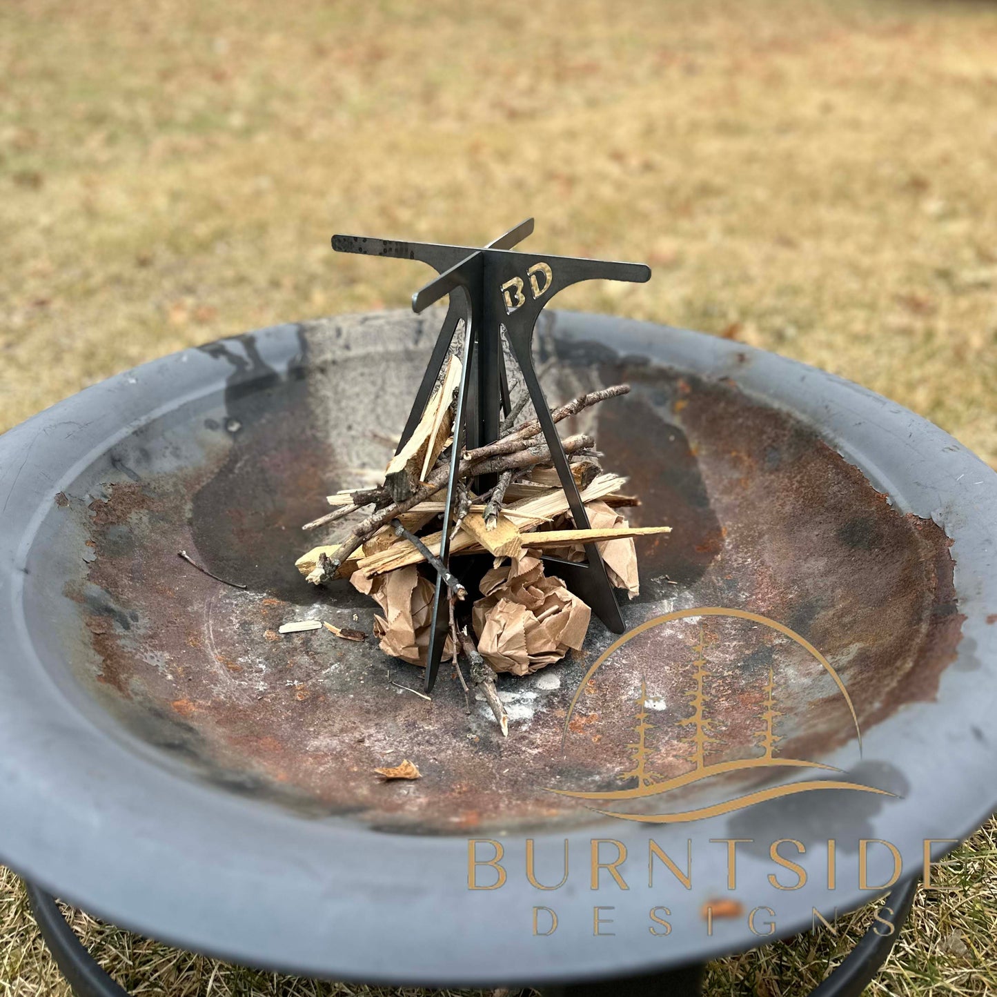 Pyramid Fire Grate - Vertical Standing Fire Pit Grate for Bonfires