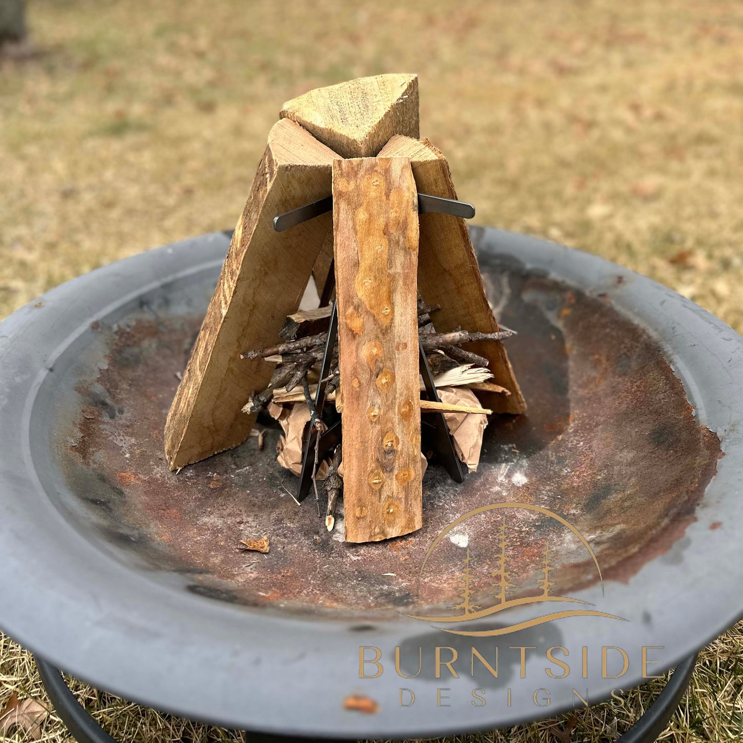 Pyramid Fire Grate - Vertical Standing Fire Pit Grate for Bonfires